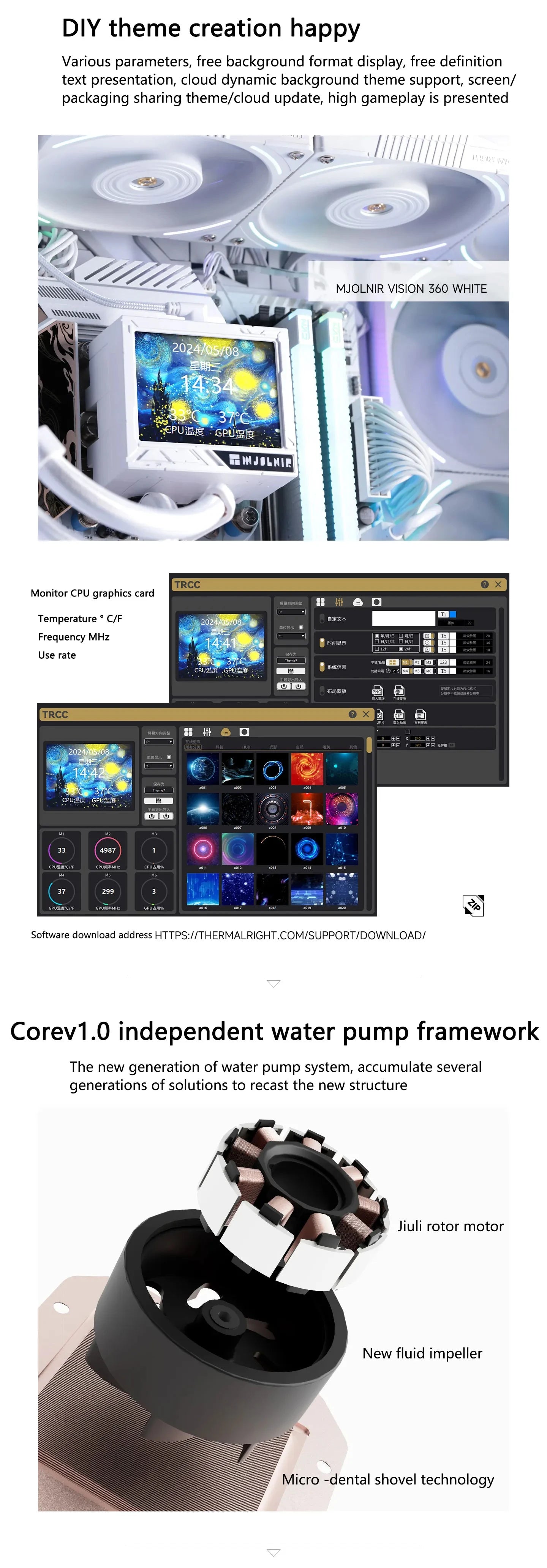 Thermalright MJOLNIR VISION 360  ARGB water-cooled 3.5-inch IPS LCD screen, 14th generation LGA1851/AM5 heat sink