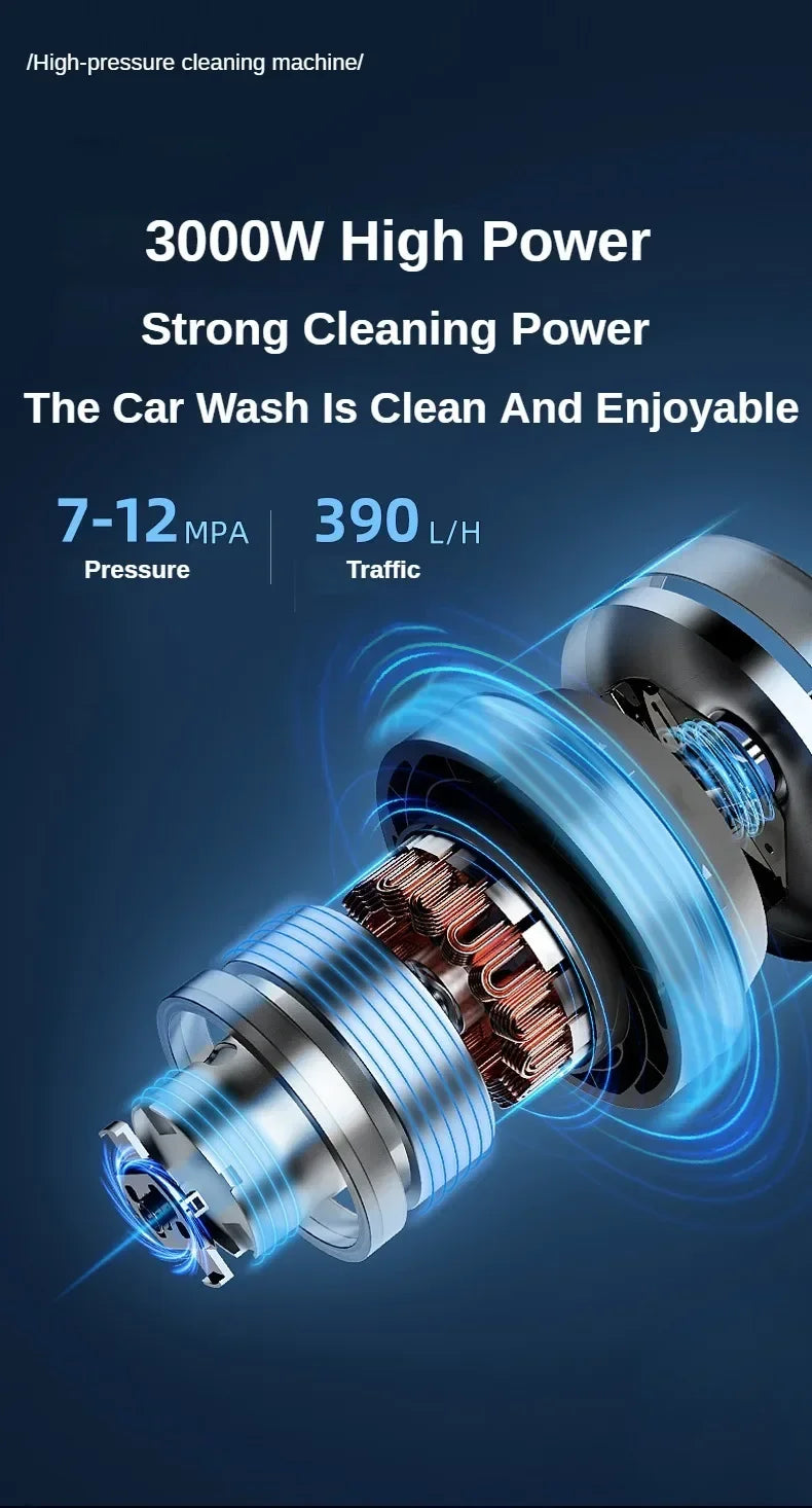 3000W Electric Pressure Washer High Power 220V/110V Car Wash Gun Home Garden Cleaning Tool with Adjustable Nozzle