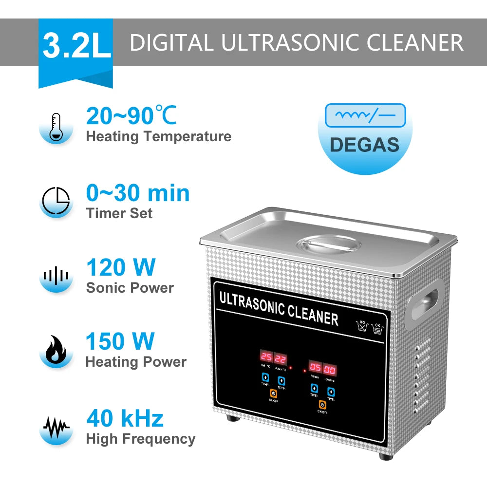2L 3L 4L 6L 10L 15L 22L 30L Digital Ultrasonic Bath 600W Heater Timer Degas Clean Basket Ultrasound Cleaner Cleaning Tool