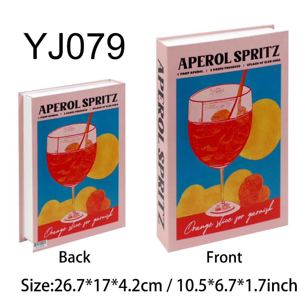 Aperol Cocktail Luxury Fake Books Decoration Coffee Table Decorative Books Club Villa Hotle Decoration Shooting Props Home Extra