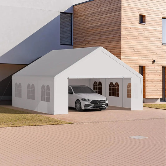 Heavy Duty 20x20 Large Metal Carport Shelter Portable Garage Canopy Tent for Party Event RV Boat Storage 236x236, Customized