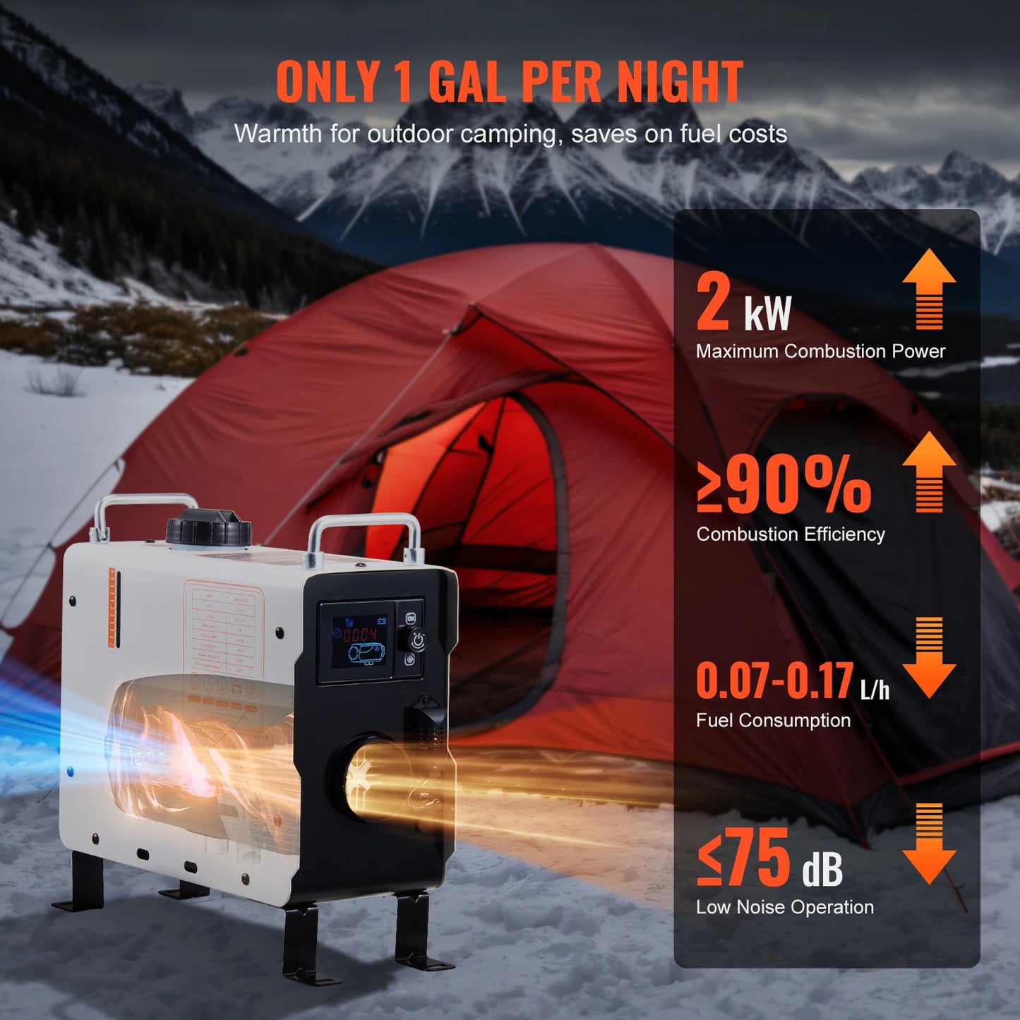 VEVOR 2/8KW Diesel Heater, 12V/24V All in One Diesel Air Heater with Bluetooth Display Screen&CO Alarm Fit for Vehicles&Outdoors