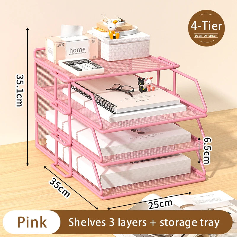 5-Tier Desk Organizer  Stackable Tray Office Desk Organizer File and Desktop Holder for Paper Letter Accessories Black