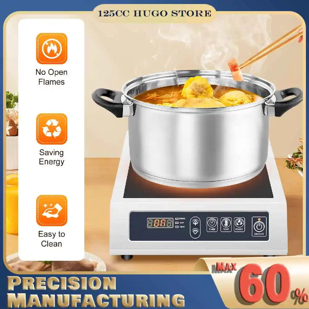 3500W Induction Cooker Digital Tube Display Induction Heat Cooktop for Flat Iron-bottomed Pans of 4.72-11.81 Inches