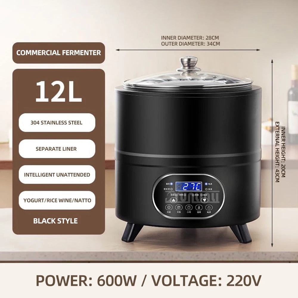 Stainless Steel Yogurt Maker – Large Capacity Features timing and constant temperature control for perfect fermentation. Easy to use and ideal for homemade yogurt.