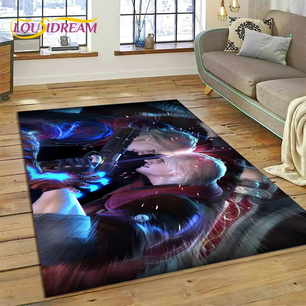 DMC Game 3D D-Devil May Cry cartoon Rug Carpet for Living Room Bedroom Home Decor,Floor Mat Non-slip Decoration for Sofa Doormat