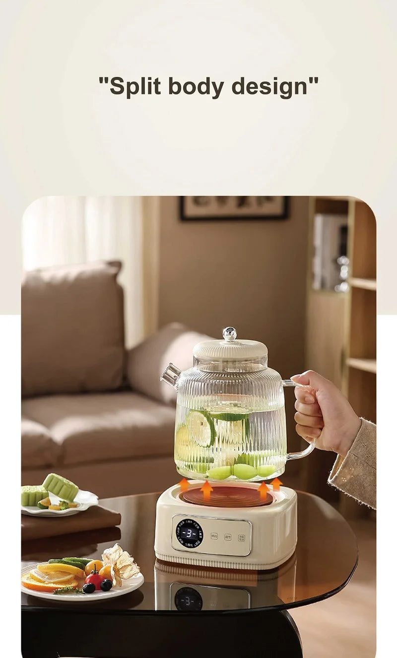 1.5L Health Kettle Temperature Adjust Glass Tea Maker MultiFunction Office Appointment Flower Teapot Portable Electric Hot Cup