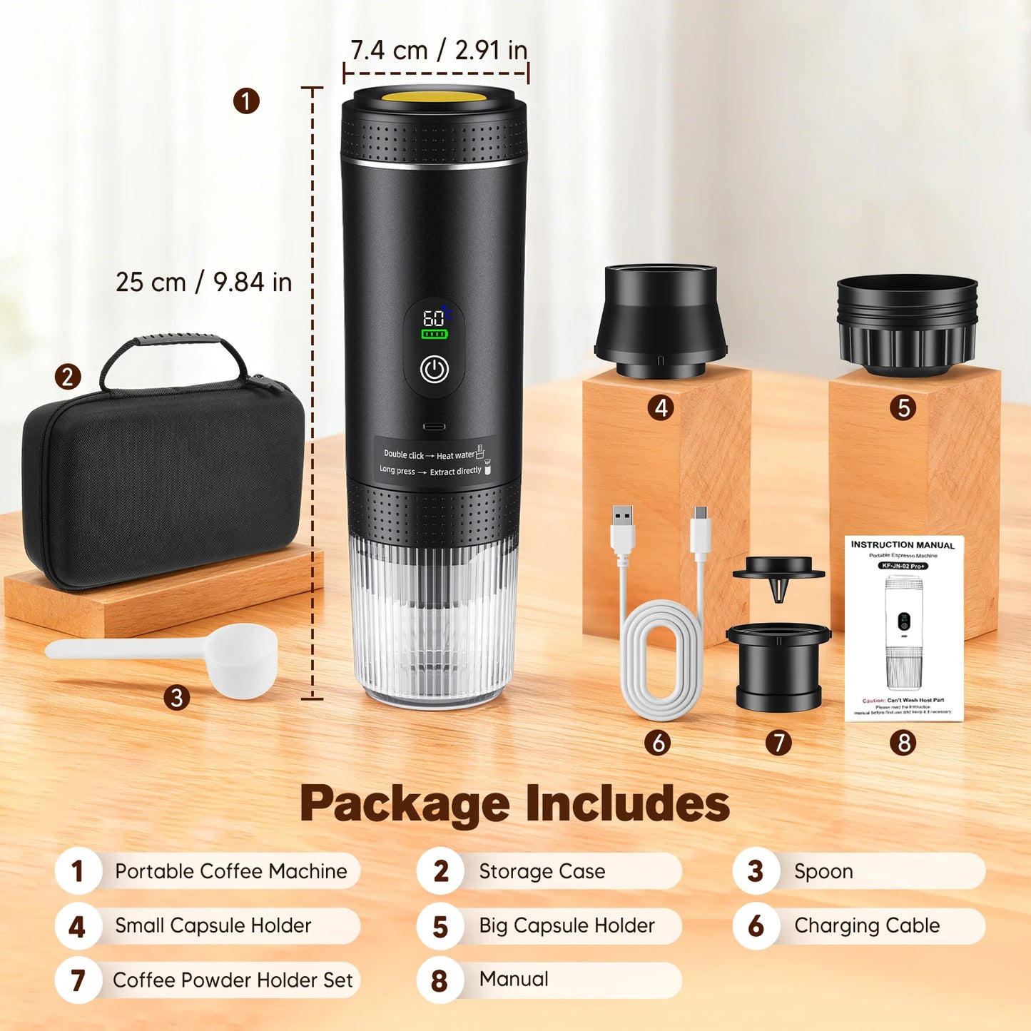 3 in 1 New Upgraded Smart Digital Display Capsule Espresso Coffee Maker Portable Outdoor Concentrated Coffee Machine