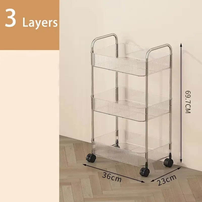2/3/4 Tiers Mobile Shelf with Wheel Multi-Layers Storage Rack Home Trolley for Snacks Cosmetic Sundries Organizer Rolling Cart