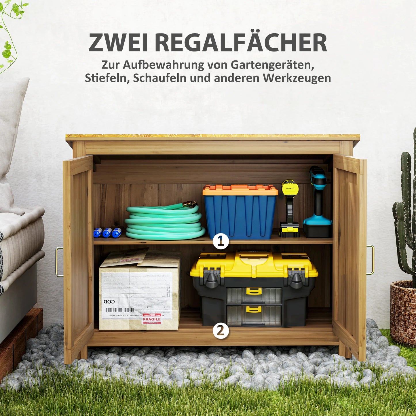 Outsunny garden cabinet wood, tool shed weatherproof 110x50x85cm, tool shed