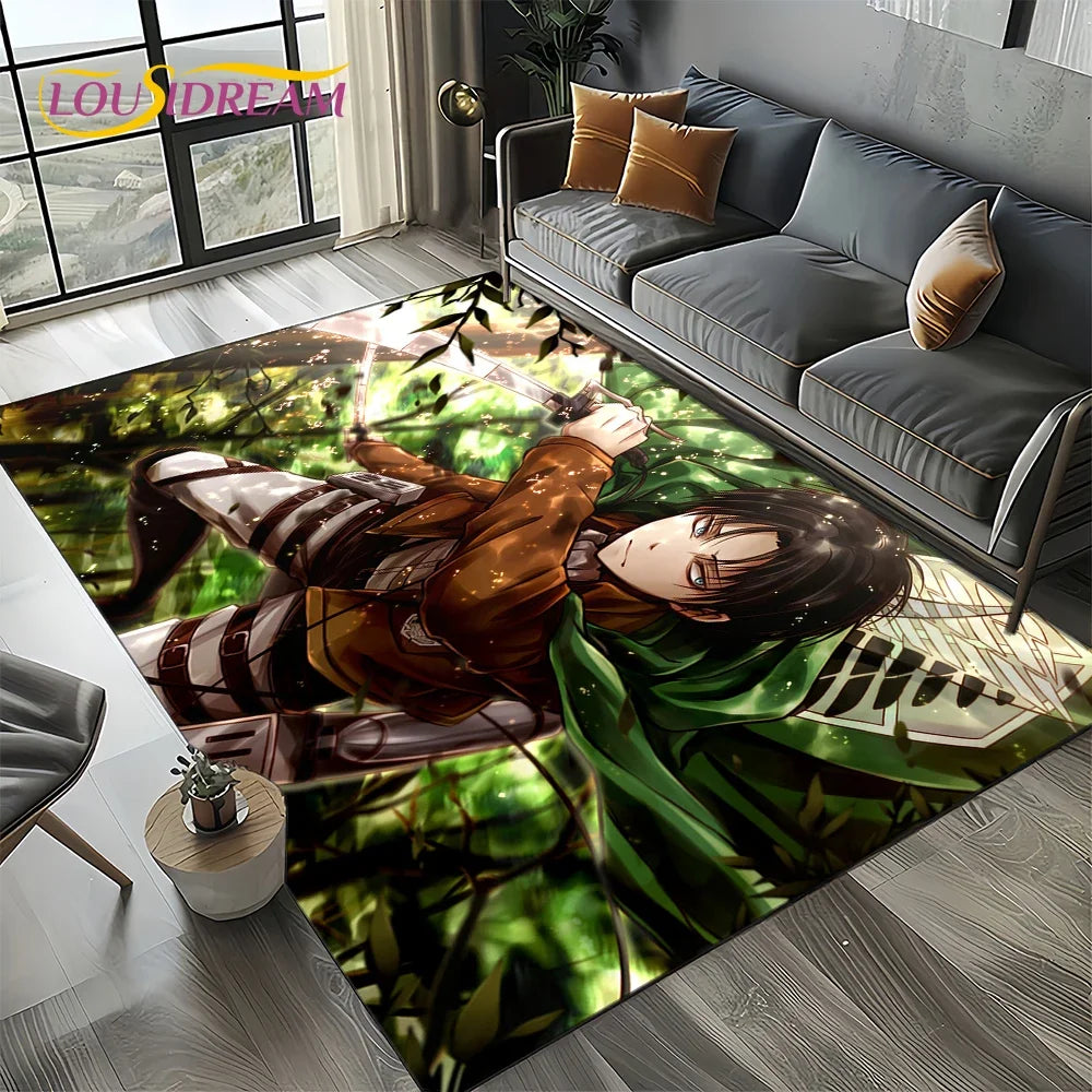 2025 Attack on Titan Eren Anime Cartoon Carpet Rug for Bedroom Living Room Home Sofa Decoration,kids Play Decor Floor Mat Gift