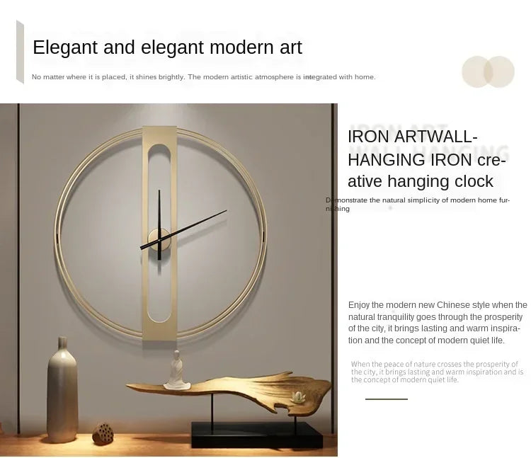 Nordic Light luxury creative decoration clock simple and fashionable living room clock Iron mute wall clock modern design decor