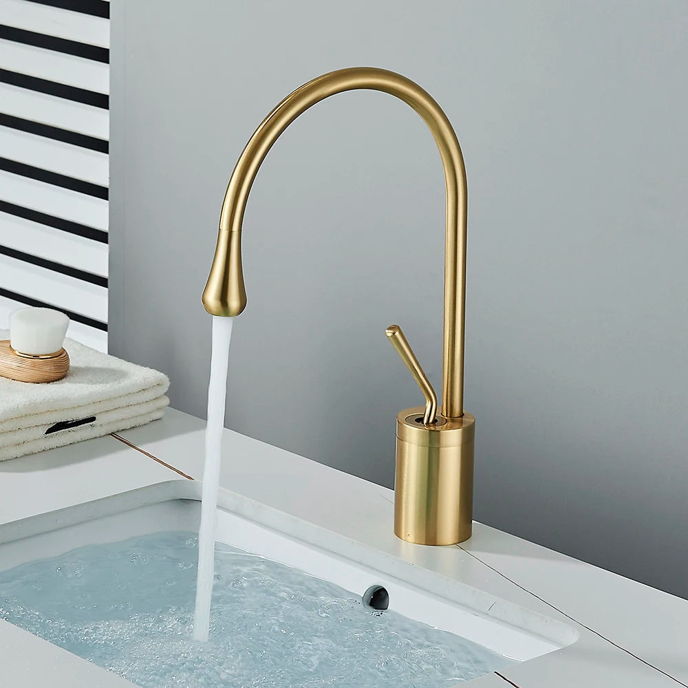 Modern Basin Faucet Bathroom Sink Faucets 360 Rotation Deck Mounted Bathroom Faucet Hot Cold Water Tap Crane For Kitchen Or Bath