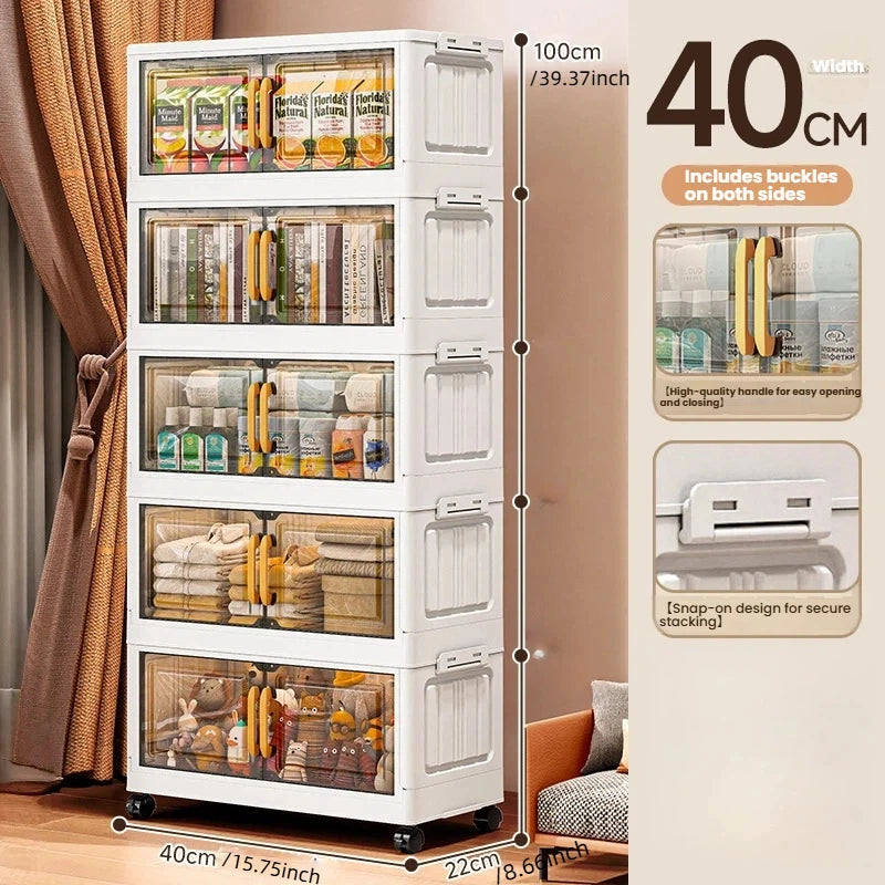 Double-door living room storage cabinet, folding floor-standing storage box, no installation required, simple storage cabinet
