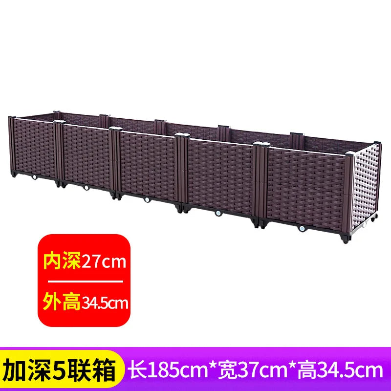 Vegetable Growing Box: Outdoor/Courtyard/Rooftop/Balcony Large Thickened Plastic Planter Trough
