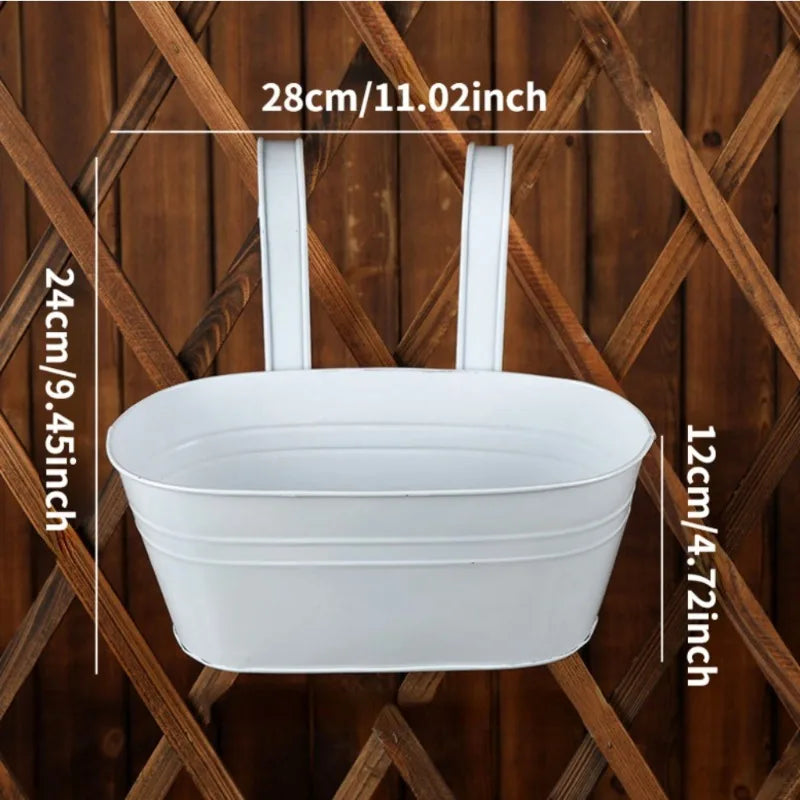Iron Hanging Railing Planters
Durable metal flower pots with drainage holes + hooks. Perfect for fences, balconies, railings flowers, herbs, succulents.