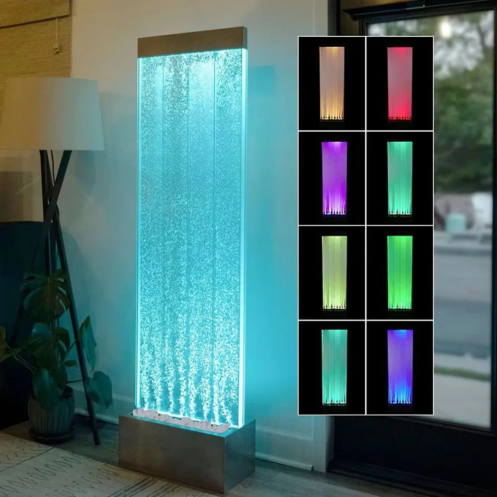 Modern Custom Home Decoration LED Water Bubble Wall 16 Color Acrylic Panel Wall Partition Room Divider Design Waterfall Fountain