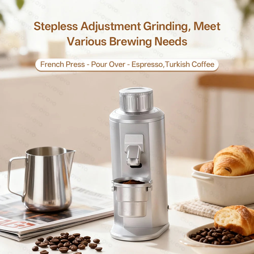 CAFOVO G163CV Adjustable Speed Coffee Grinder 63mm 8-core Conical Burrs 100-450RPM 350W Brushless Motor for Espresso Coffee Mill