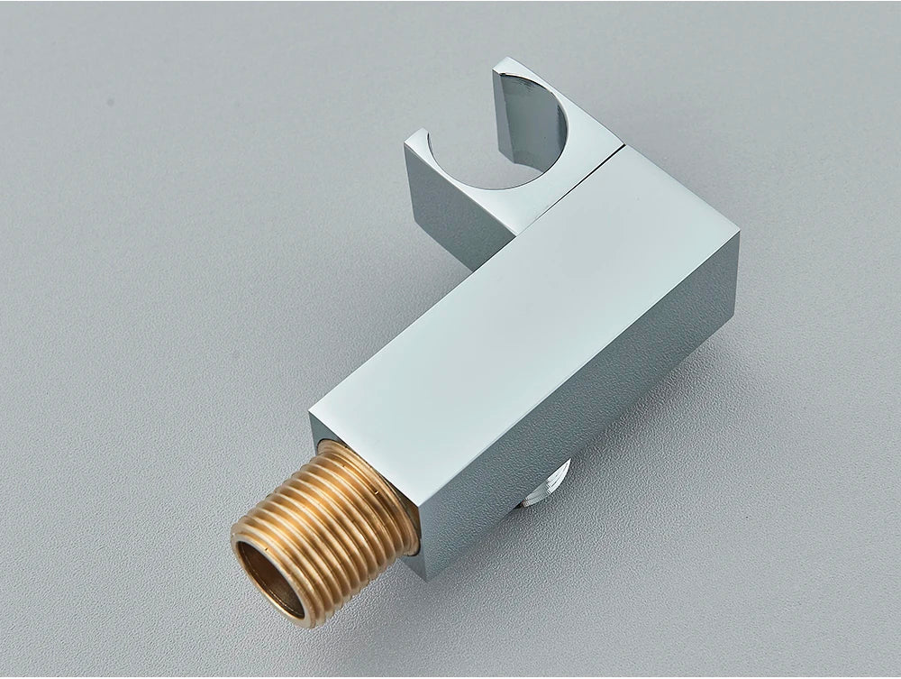 Poiqihy Chrome Shower Head Holder Handheld Shower Spray Bracket Wall Mounted Bidet Sprayer Holder Concealed Faucet Accessory