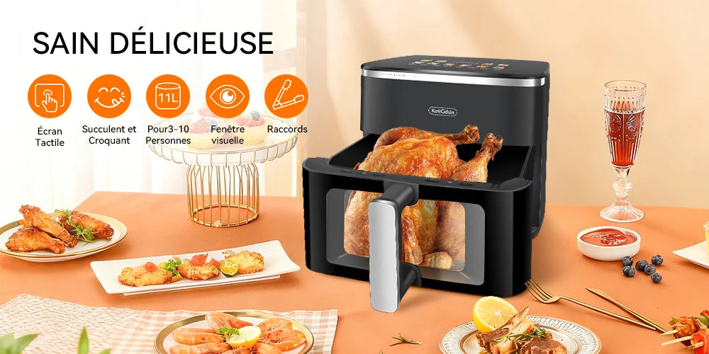 Air Fryer-KOTICIDSIN-KotiCidsin - 11L-2000W-touch screen with visible window