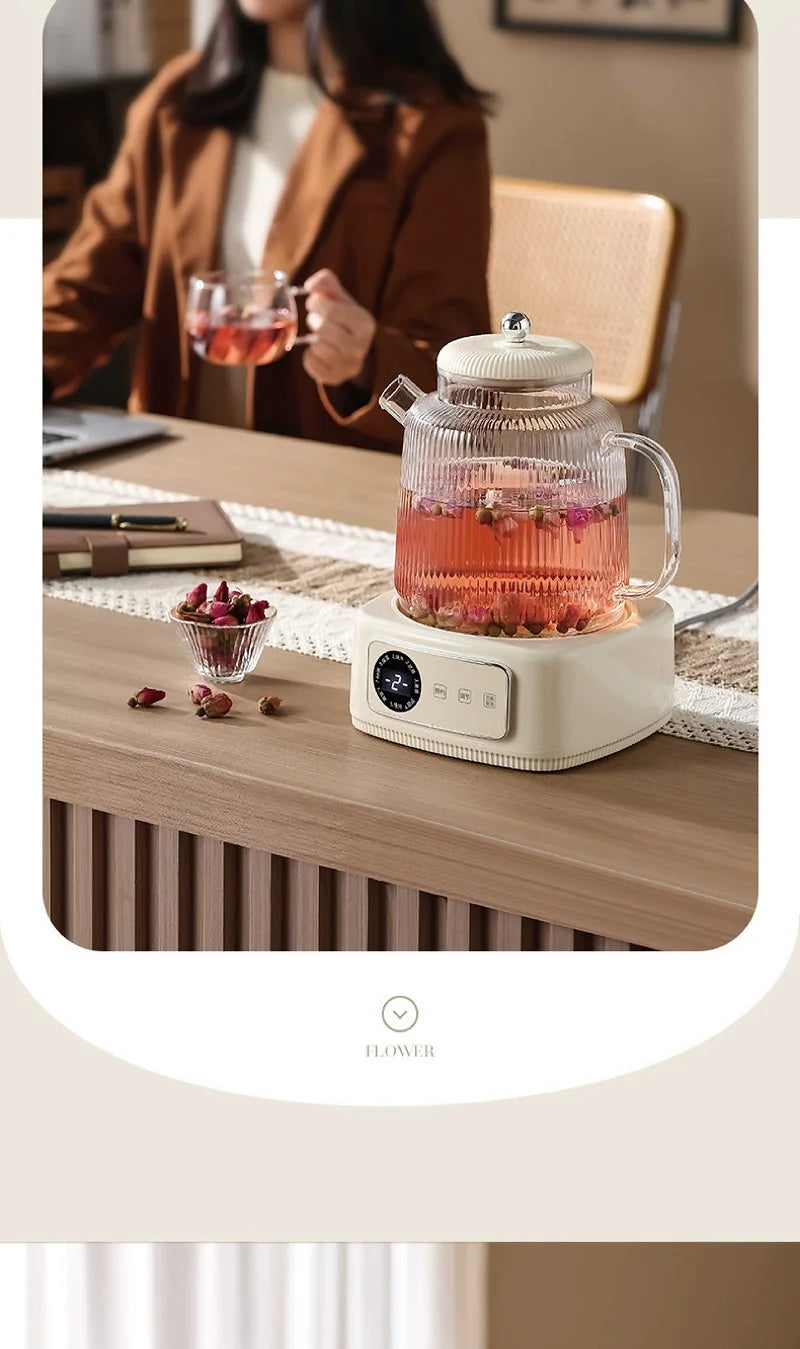 1.5L Health Kettle Temperature Adjust Glass Tea Maker MultiFunction Office Appointment Flower Teapot Portable Electric Hot Cup
