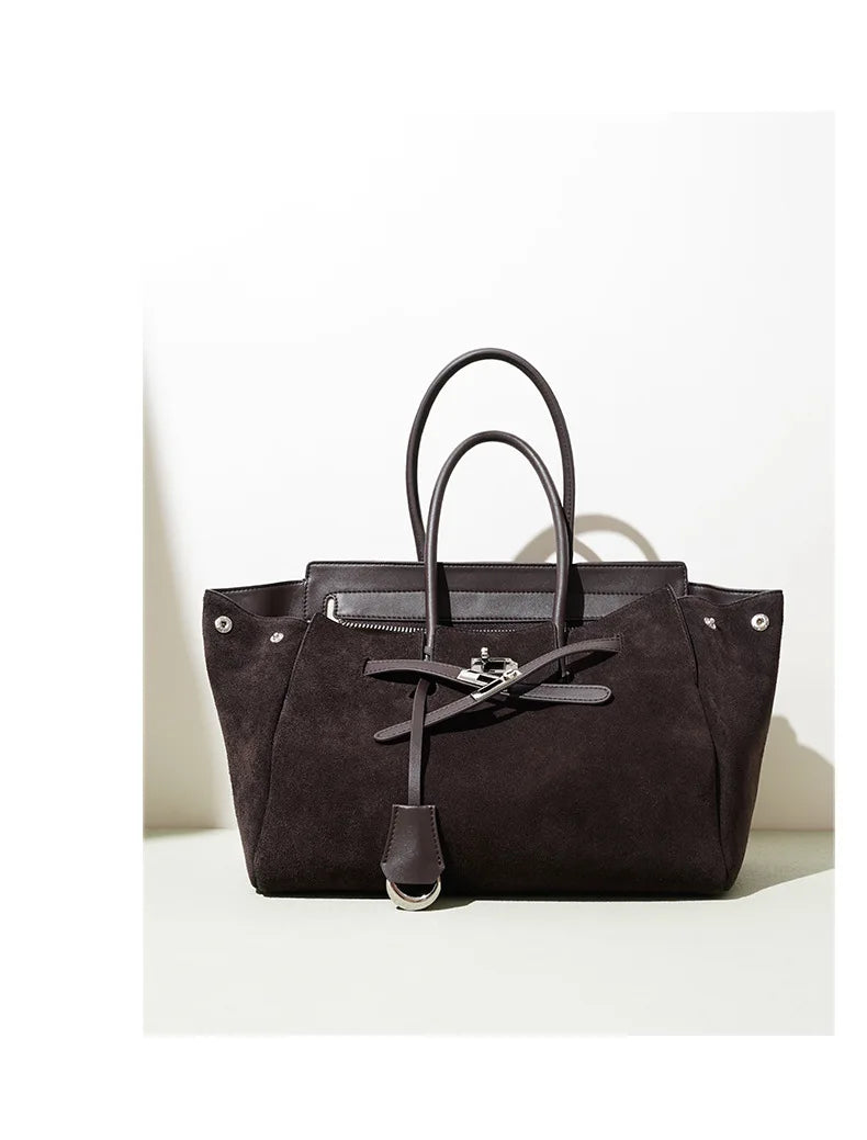 Early Autumn Retro Suede Tote Bag Women's New Versatile Single oulder Bag Commuter Bag Handbag for Outdoor Use