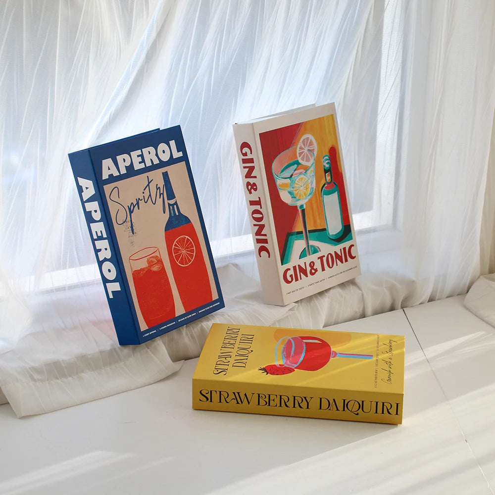 Aperol Cocktail Luxury Fake Books Decoration Coffee Table Decorative Books Club Villa Hotle Decoration Shooting Props Home Extra