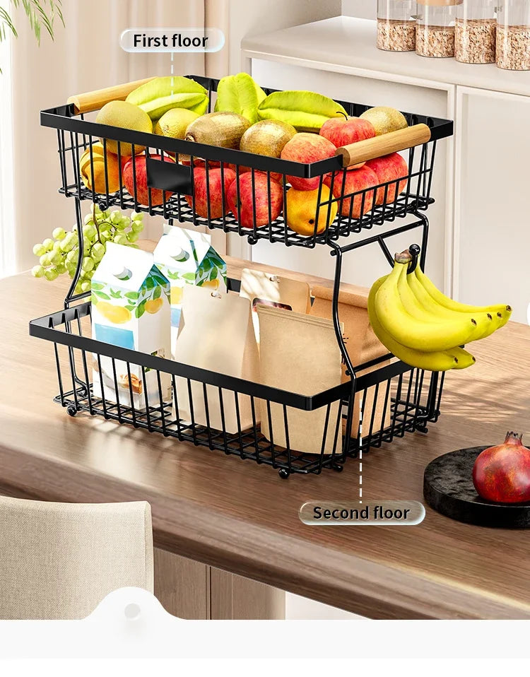 Kitchen Organizer Shelf Double Layer Seasoning Vegetables Fruits Holder Assembly Bathroom Cosmetic Removable Stand Storage Shelf