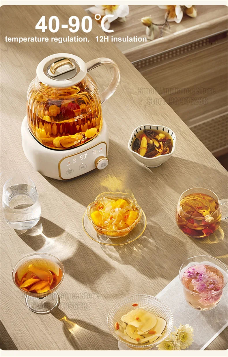 SUPOR 1L Health Pot Glass Electric Kettle 316L Stainless Steel Water Boliler 12H insulation Multifunction Household Teapot 220v
