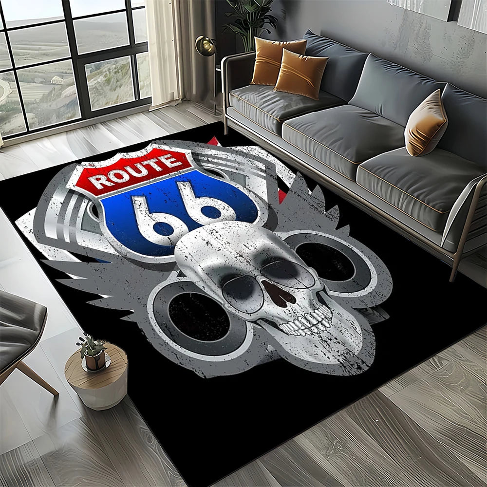 Retro America Historic Route 66,Mother Road,mãe EstradaCarpet Rug for Living Room Bedroom Home Sofa,Area Rug Non-slip Floor Mat