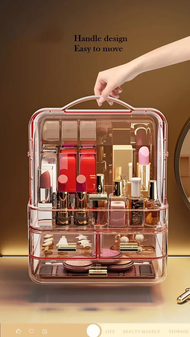 25 Transparent Lipstick Holder With Lid Lip Gloss Storage Stand Small Makeup Organzier With Handle Cosmetics Storage Display Box