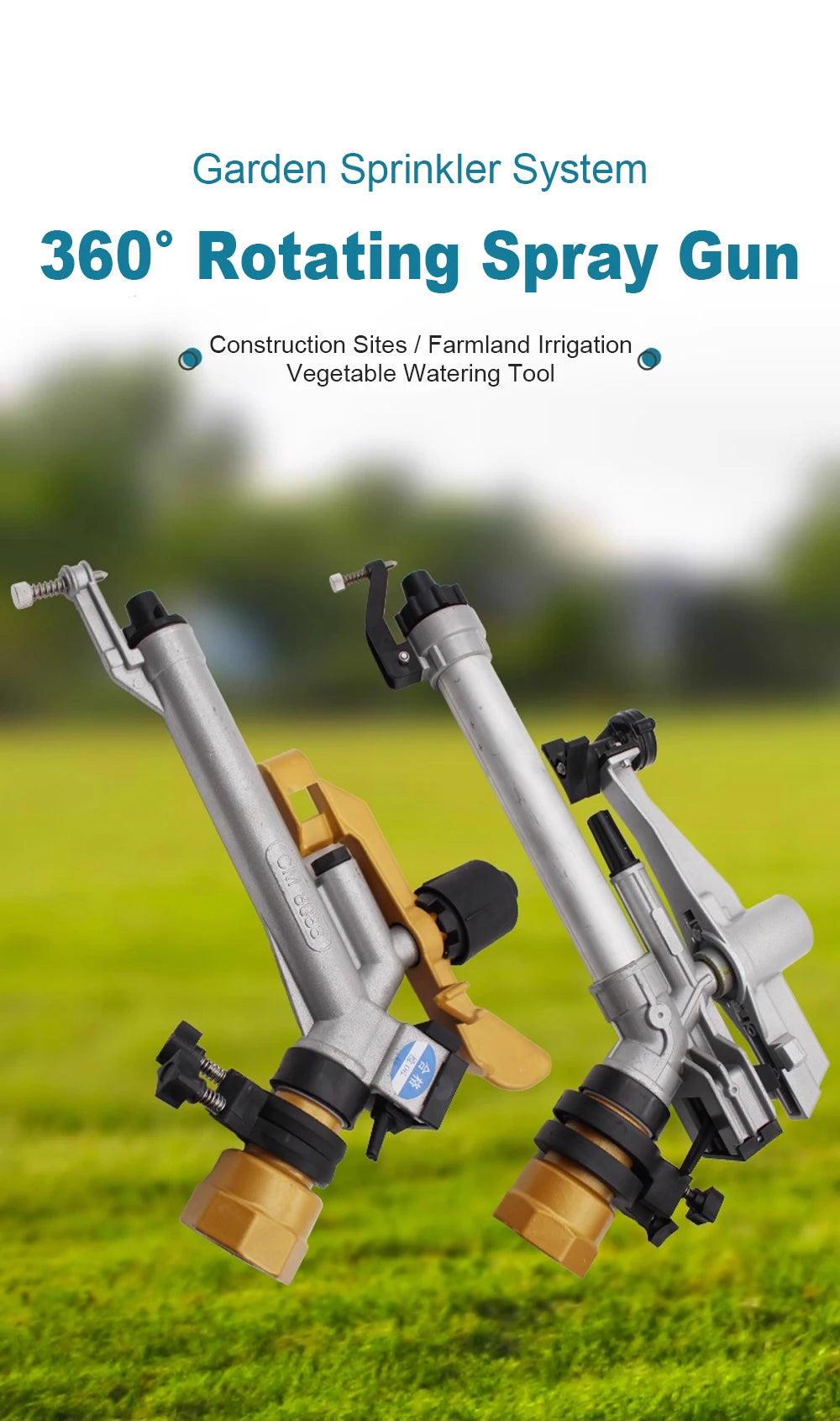 360° Rotation Swing Arm Spray Gun Horticulture Sprinkler Ideal for Construction Sites, Farmland Irrigation & Vegetable Watering