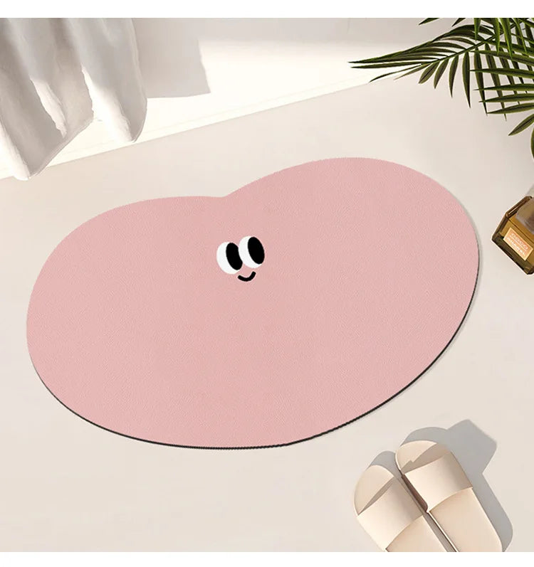 Cartoon funny expression irregular bathroom non-slip mat toilet door absorbent floor mat household diatom mud floor mat