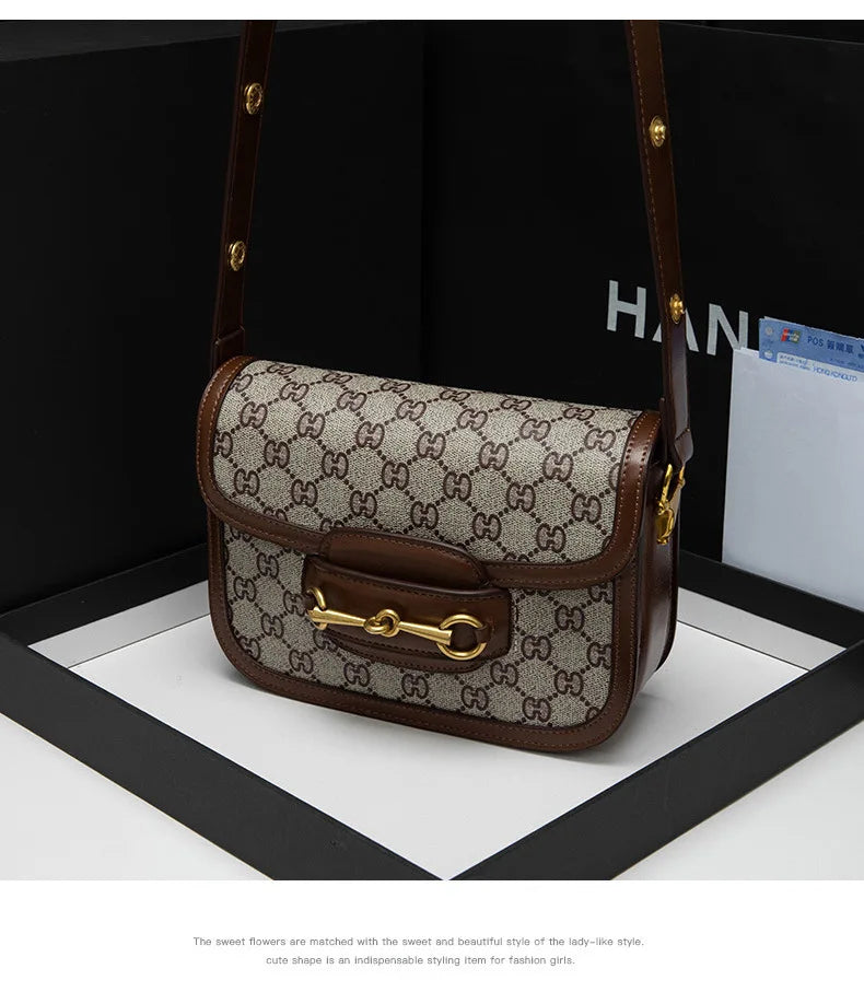 Ladies Genuine Leather Saddle Bag Versatile Crossbody Trendy underarm and single-shoulder design with a sleek, modern look. Compact, stylish, and perfect for everyday fashion.