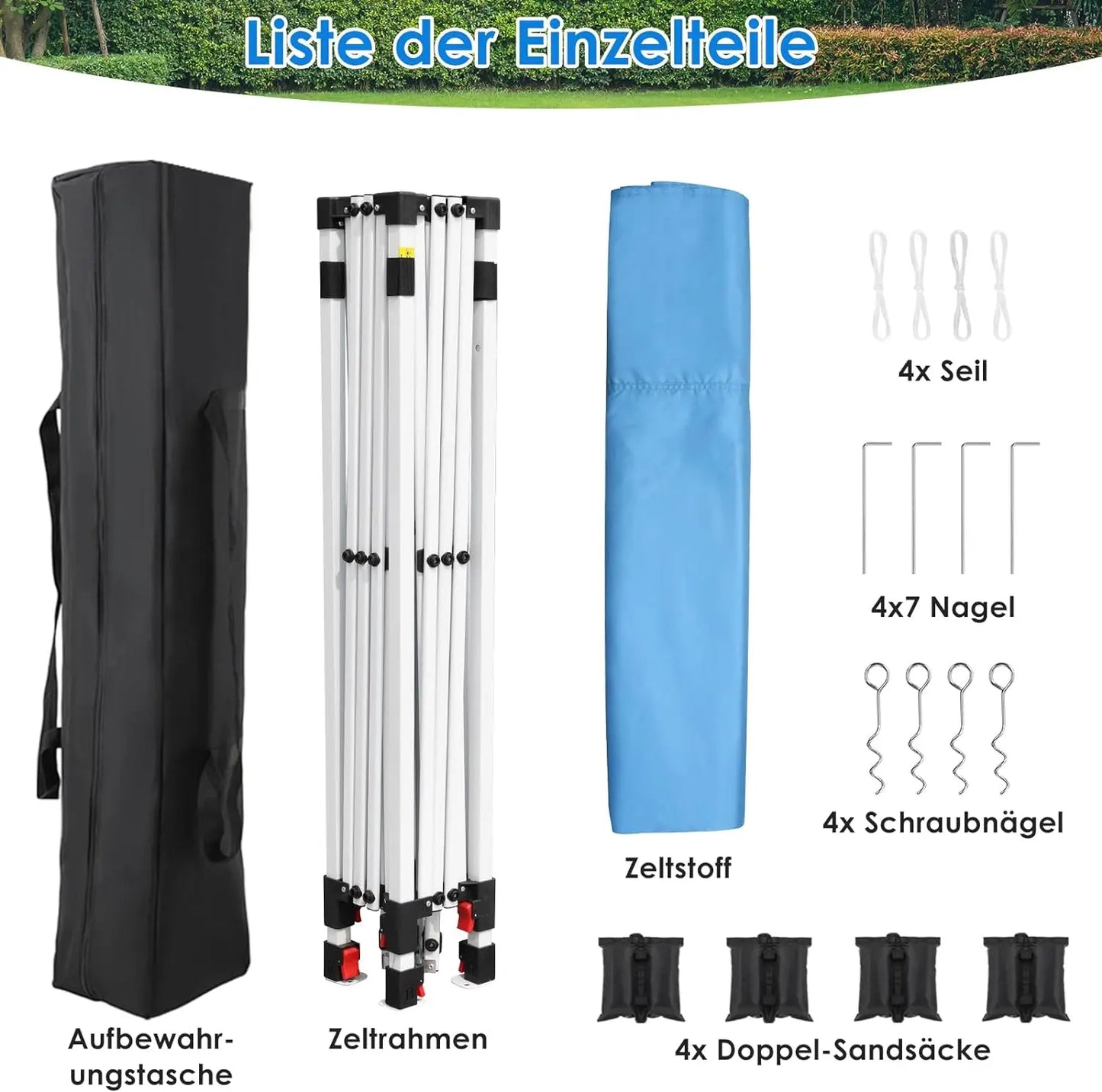 3x3M Gazebo Tent Pop up Canopy Instant with Bag Bonus 4 Weight Sandbags,& Carry Bag Foldable Shelter Outdoor Garden Tent
