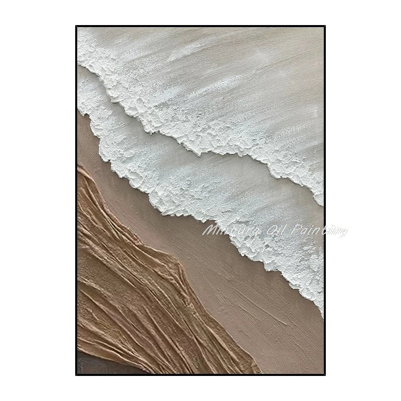 Mintura,Nordic Hand-painted Oil Painting on Canvas,Abstract Seaside Landscape Wall Art Poster,Living Room Office Home Deco Mural