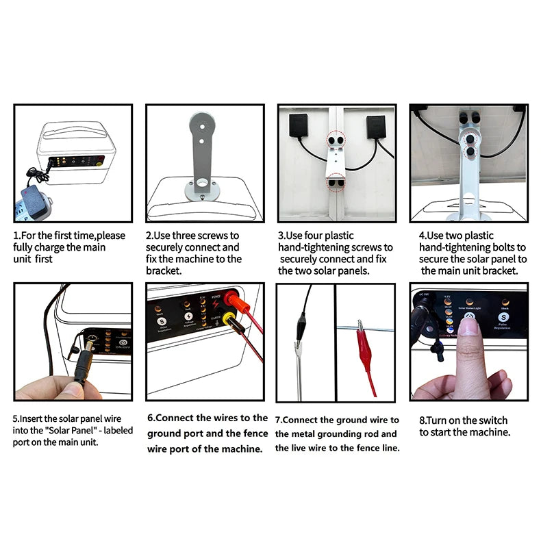 10KM Solar Electric Animal Fence 1.2J with Battery Solar Power Energy Charger Farm Device for Animals Cattle Sheep Livestock