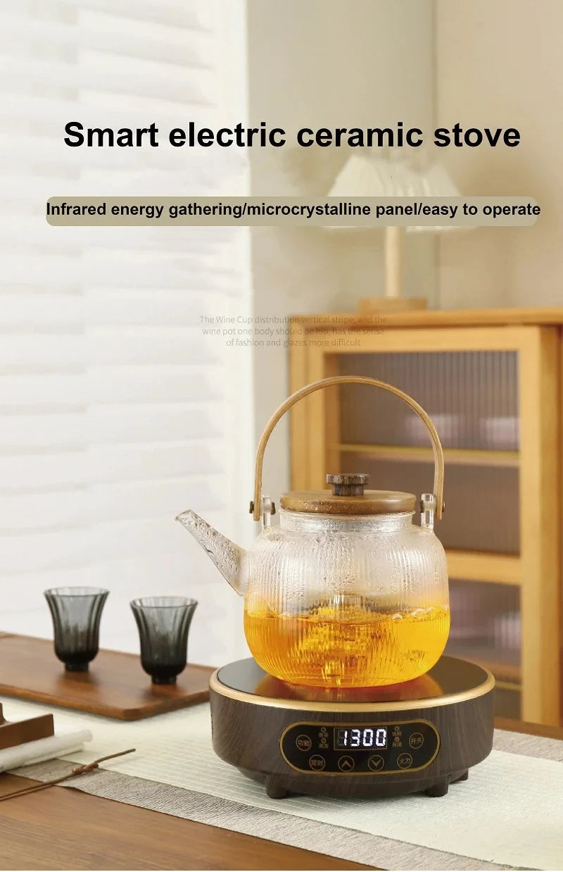 220V Electric Ceramic Stove Tea Stove Electric Hot Plate Heater Stove 7 Gear Heating Furnace Smart Tea Maker Water Boiler 1300W
