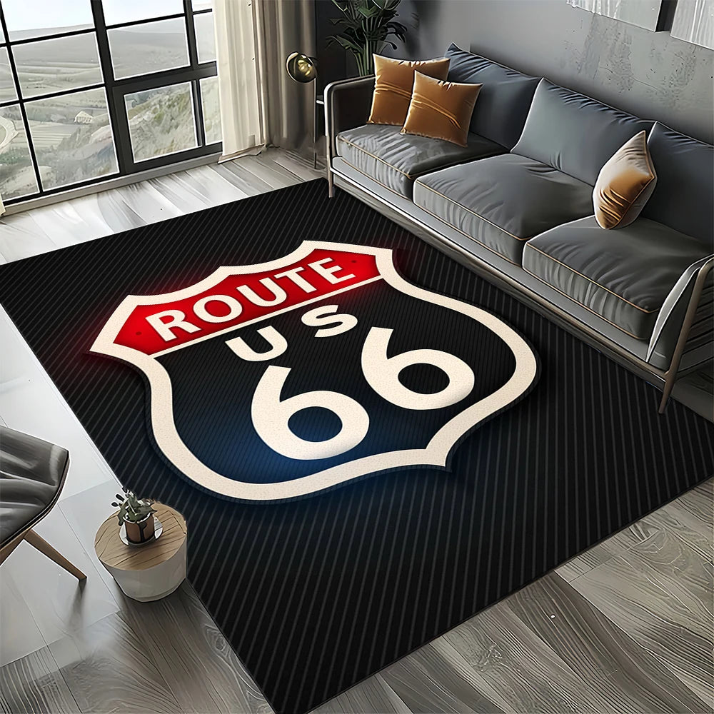 Retro America Historic Route 66,Mother Road,mãe EstradaCarpet Rug for Living Room Bedroom Home Sofa,Area Rug Non-slip Floor Mat