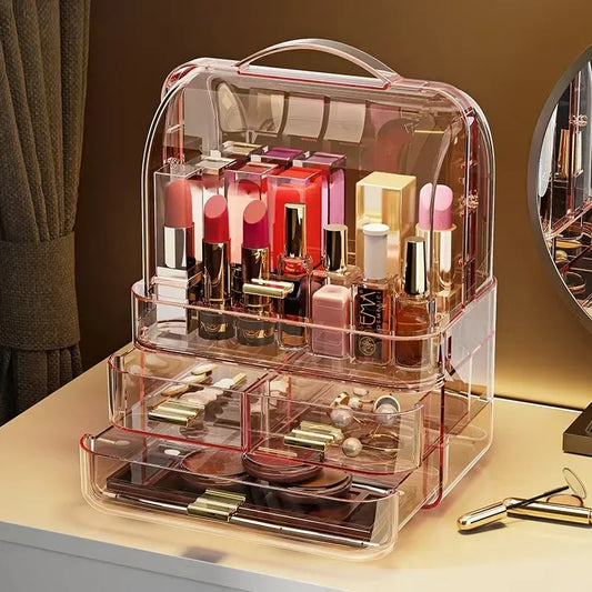 25 Transparent Lipstick Holder With Lid Lip Gloss Storage Stand Small Makeup Organzier With Handle Cosmetics Storage Display Box