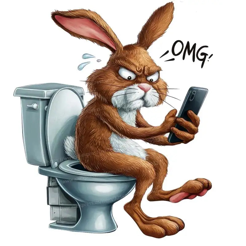 Funny Toilet Lid Stickers – Squirrels, Penguins & Raccoons Cute cartoon animals “sitting” on the toilet  instant bathroom humor! Waterproof, easy-peel decals for lid, cover or tank. Great for home, guest bath, or funny gifts. Wholesale available