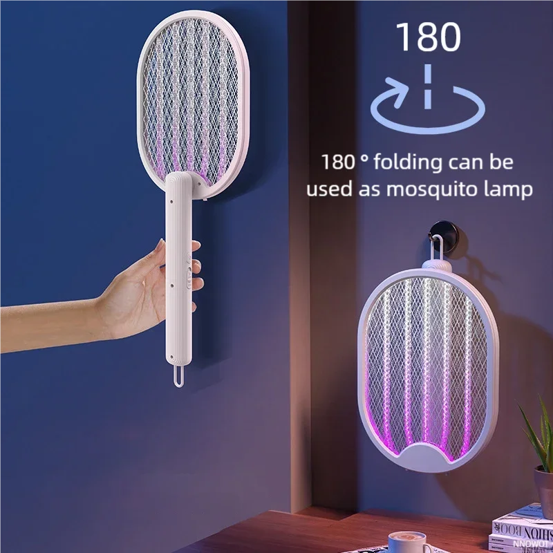 Foldable Electric Mosquito Killer USB Rechargeable Fly Trap Mosquito Swatter Racket Insect Killer With UV Light Bug Zapper 3500V