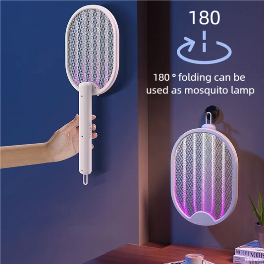 Foldable Electric Mosquito Killer USB Rechargeable Fly Trap Mosquito Swatter Racket Insect Killer With UV Light Bug Zapper 3500V