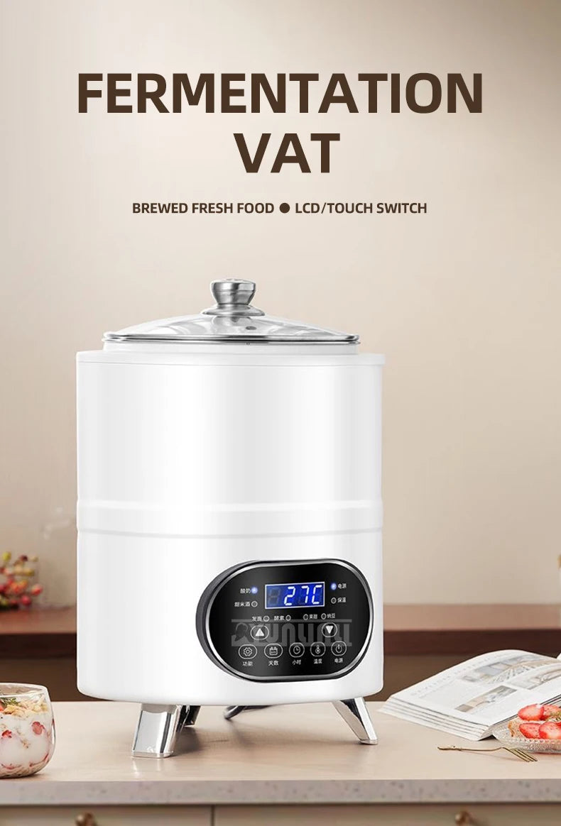 Stainless Steel Yogurt Maker – Large Capacity Features timing and constant temperature control for perfect fermentation. Easy to use and ideal for homemade yogurt.