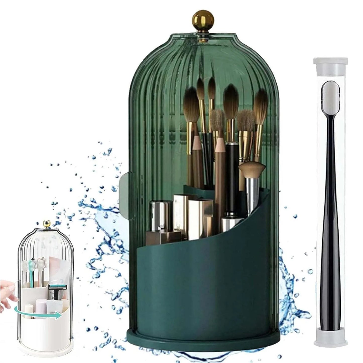New 360° Rotating Multifuntional Organizer Clear Makeup Brush Vanity Organizer High-end Simple Makeup Brush Holder With Lid