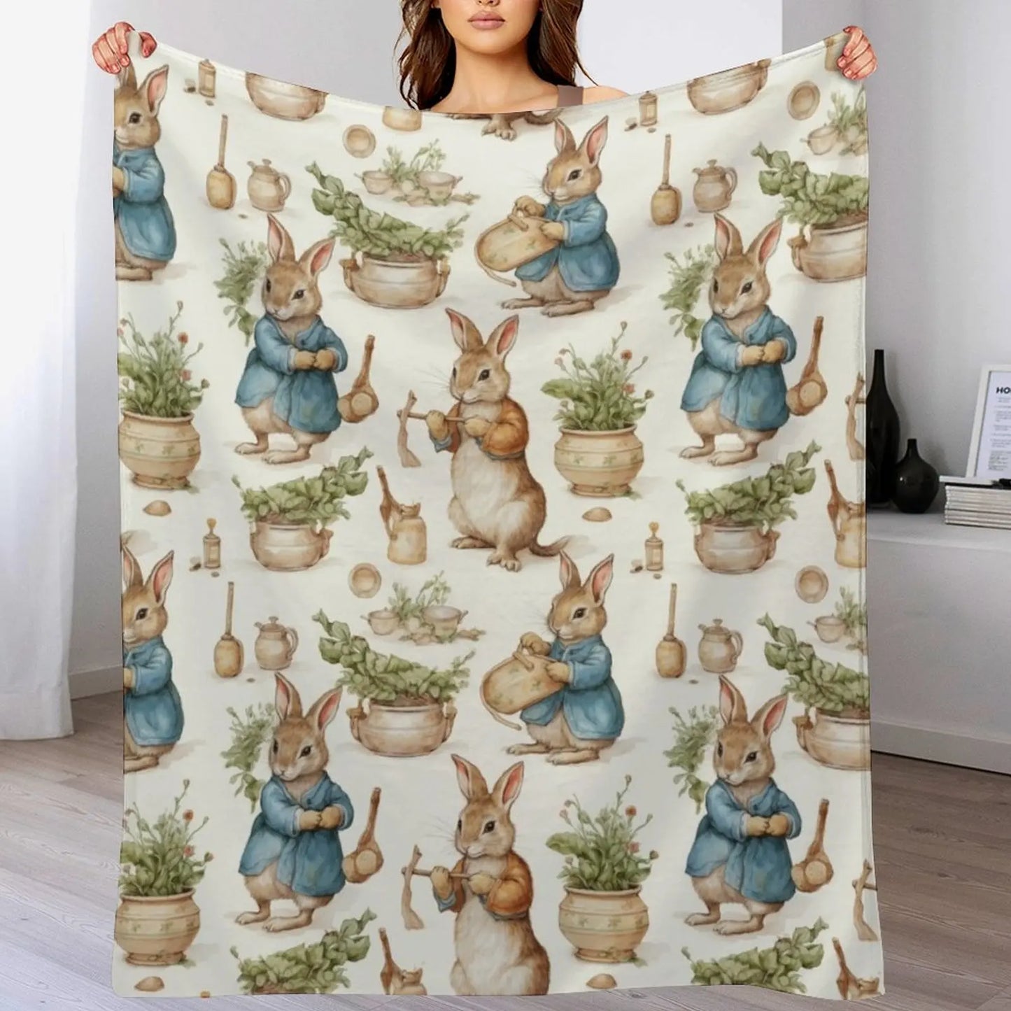 Peter rabbit watercolour Throw Blanket Decoratives Thermal Blankets