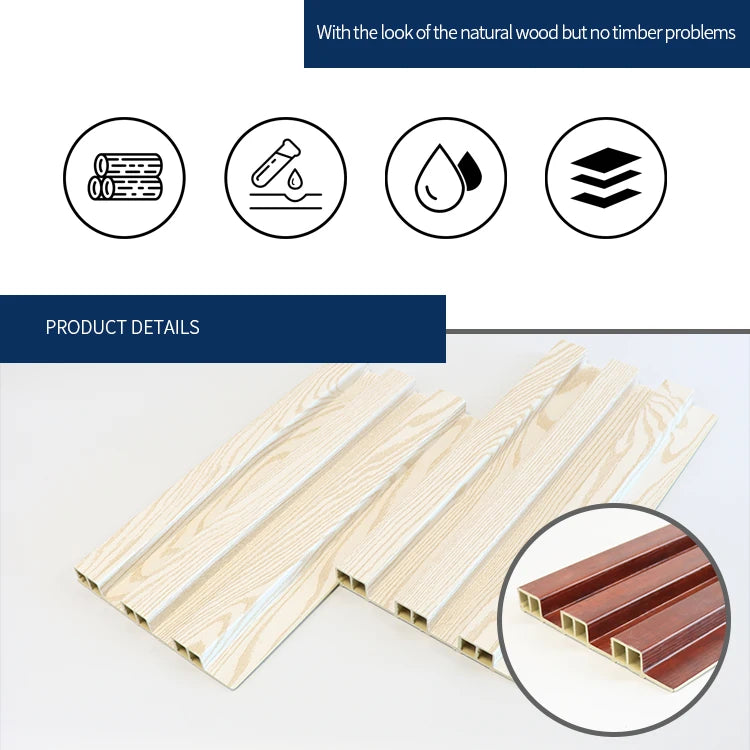 Outdoor WPC Wall Panel 24x48 Inch UV Resistant & IP68 Waterproof, Fireproof Exterior Cladding for Facade/Balcony, Snap Lock Syst
