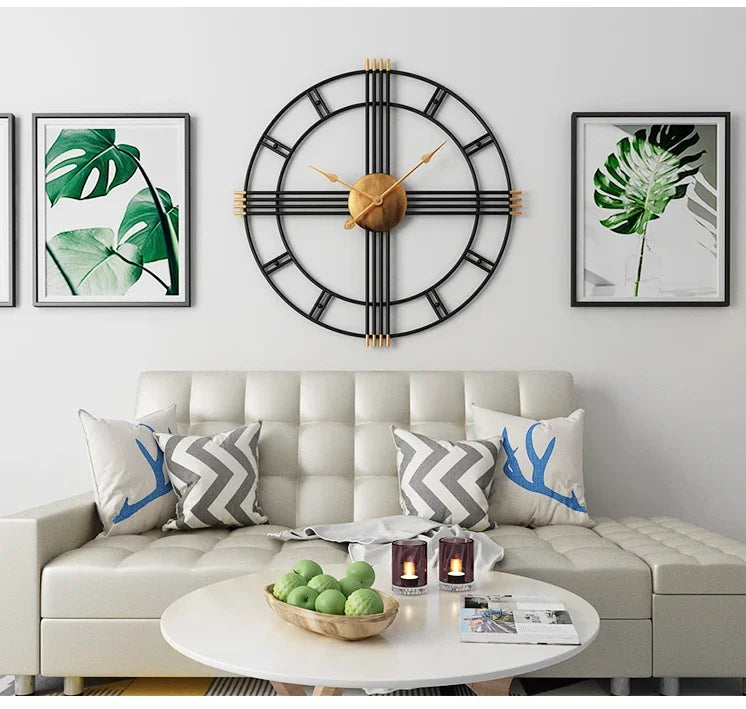 80cm Simple wall clock European style wrought iron  living room clocks creative fashion mute home modern decorative clock