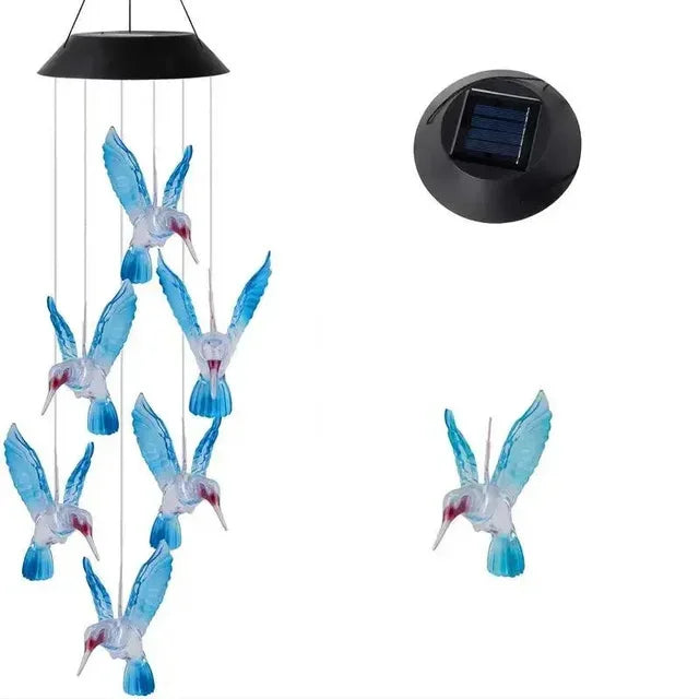 Blue Hummingbird Solar Wind Chimes Solar-powered hummingbird pendants with color-changing lights. Gentle chimes + beautiful glow at night. Perfect for courtyards, gardens, patios, or gifting. Waterproof & eco-friendly.
Wholesale available