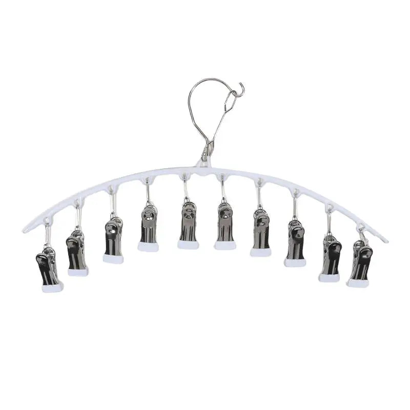 Galvanized Clothes Drying Hanger Windproof Clothing Rack 10 Clips Sock Laundry Airer Underwear Socks Holder Hangers